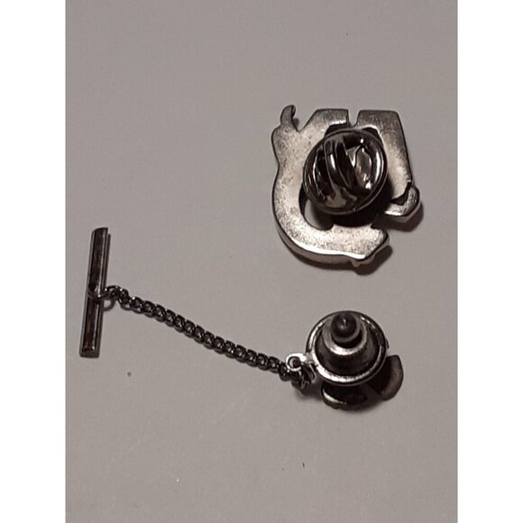 2 silver, silver tone, & turquoise colored, tac pin and tie tac - Picture 2 of 2